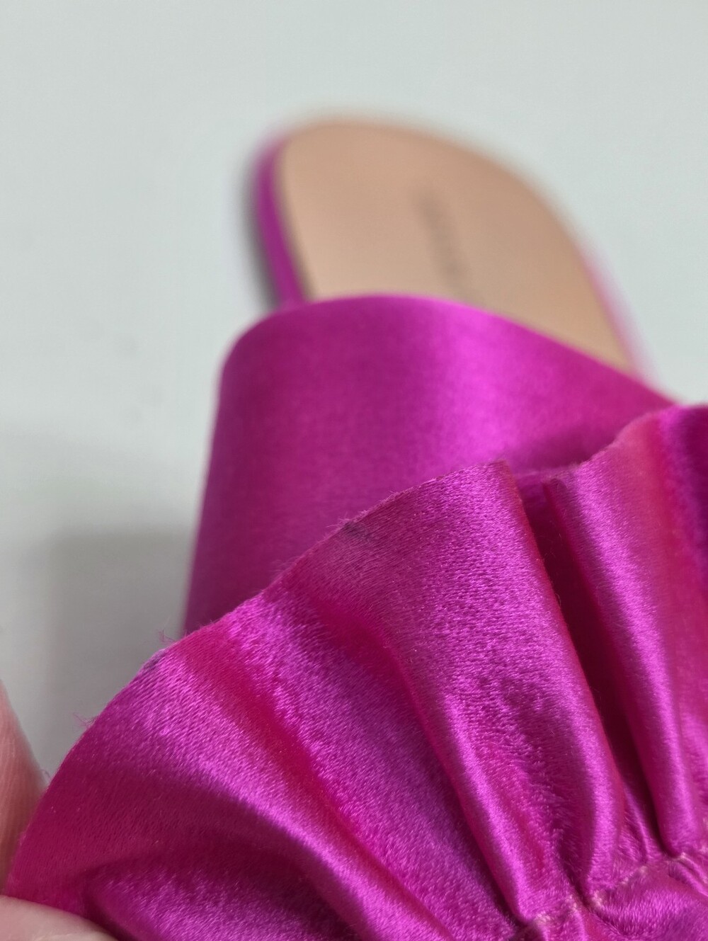 Loeffler Randall Rey Satin Ruffle Slides Fuchsia Hot Pink - Picture 9 of 13